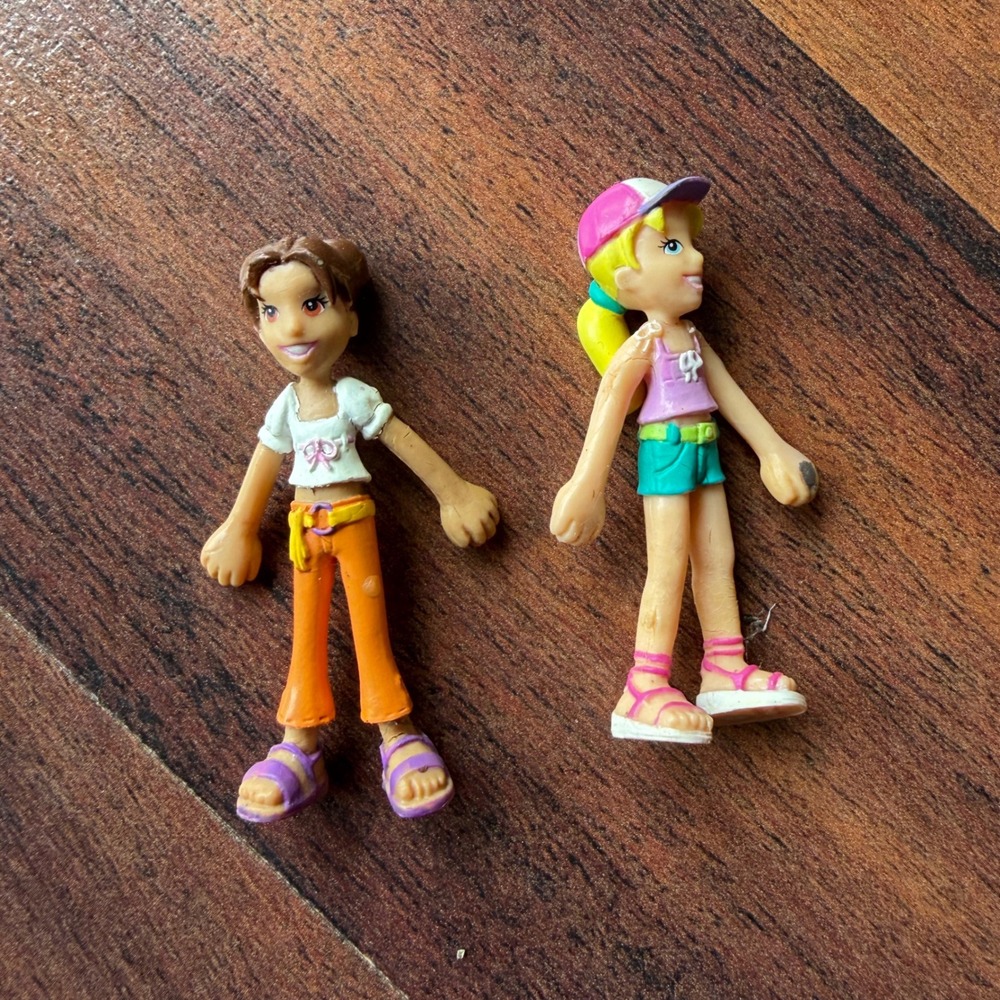 Vintage Polly Pocket Magnetic Dolls Y2K 2000s Mini Figure Lot of 2 Blonde Brown